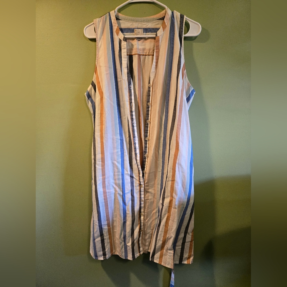 A New Day Blue and White Sleeveless Cowl Neck Sundress